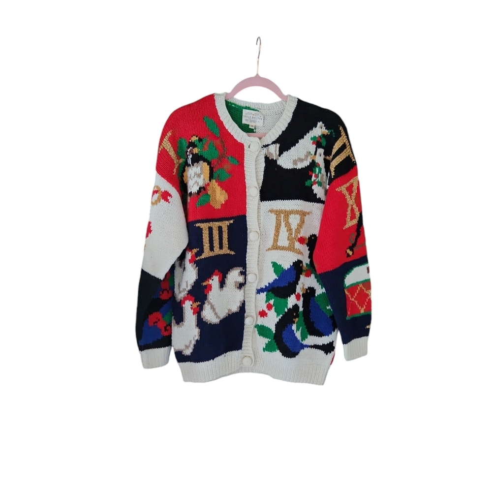 Vintage 1992 Susan Bristol 12 days of Christmas cardigan